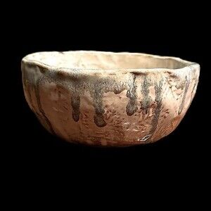 Vintage Pottery Drip Glazed With A Leaf Pattern Design & Artist Signed